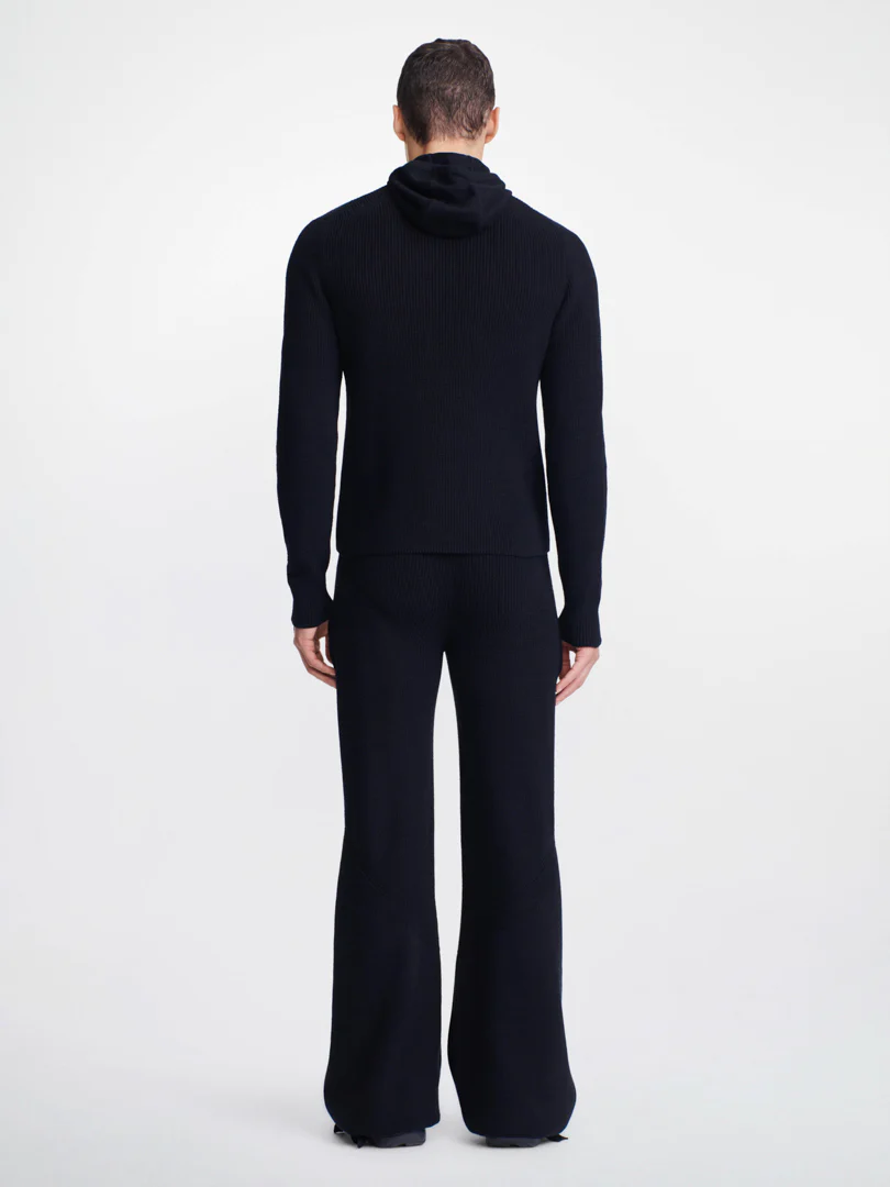 ENGINEERED RIB HOODIE - BLACK