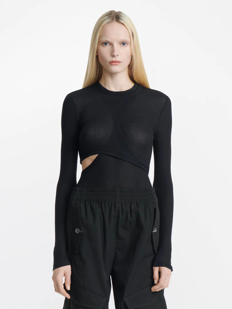 MODULAR LONG SLEEVE TOP - BLACK