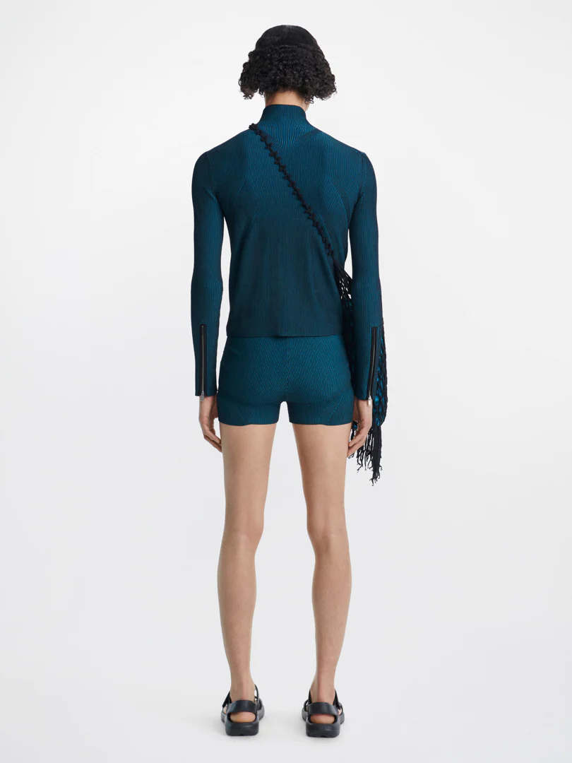 ANGLED RIB ZIP-UP - BLACK/PETROL