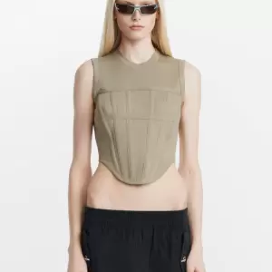 RIB CORSET TANK - KHAKI