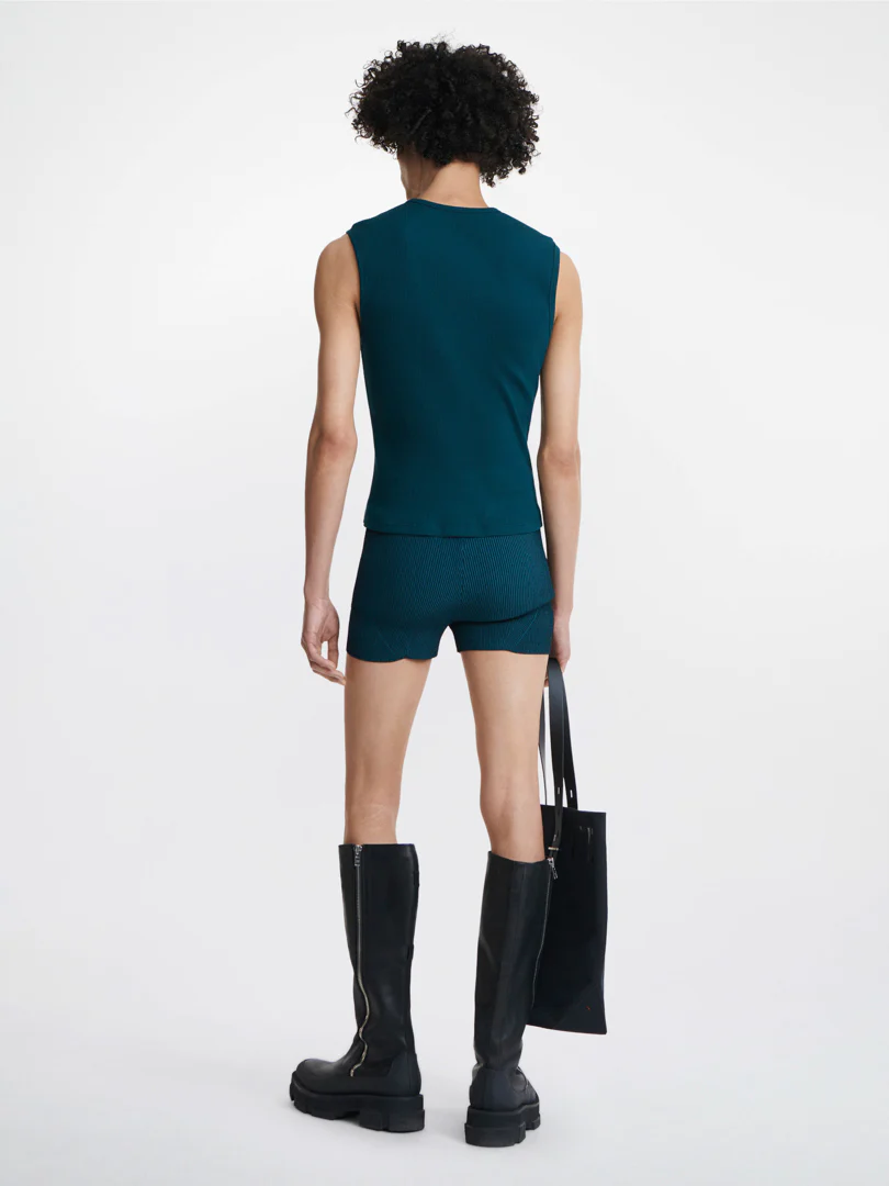 SPLIT HEM CORSET TANK - PETROL