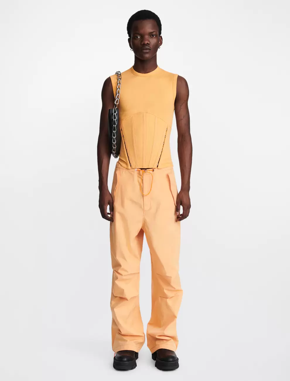 SPLIT HEM CORSET TANK - WASHED ORANGE