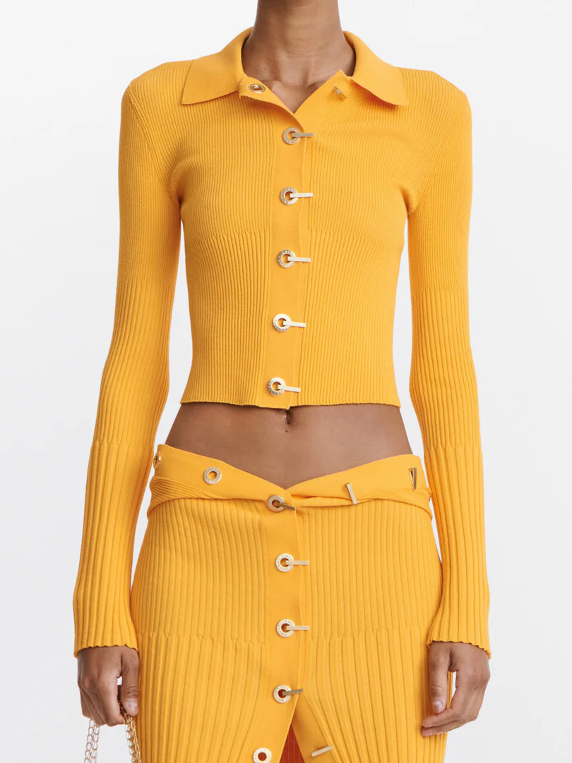 GRADIENT RIB CARDIGAN - AMBER