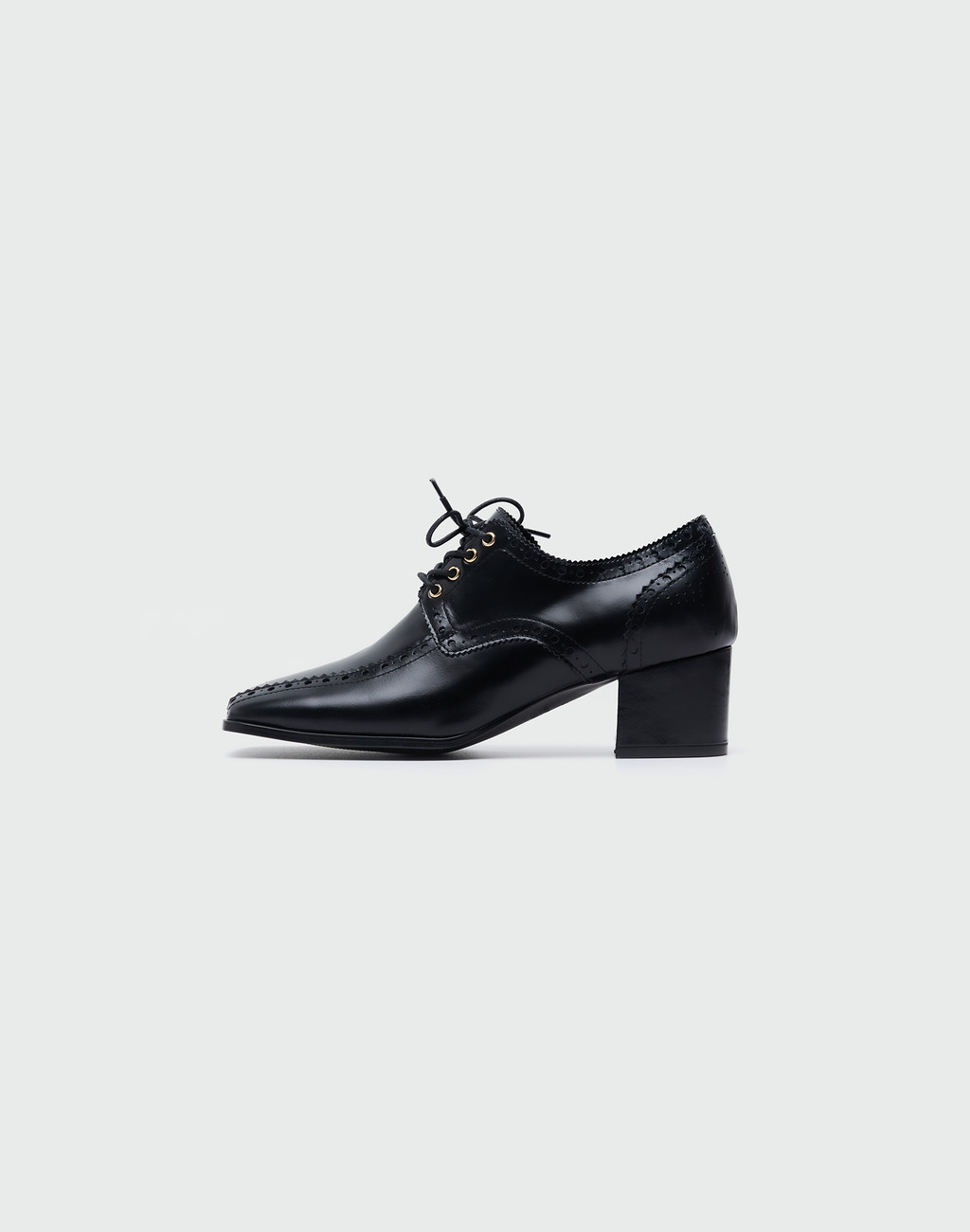 WED Punching Lace Up Oxford Heels - Black 
