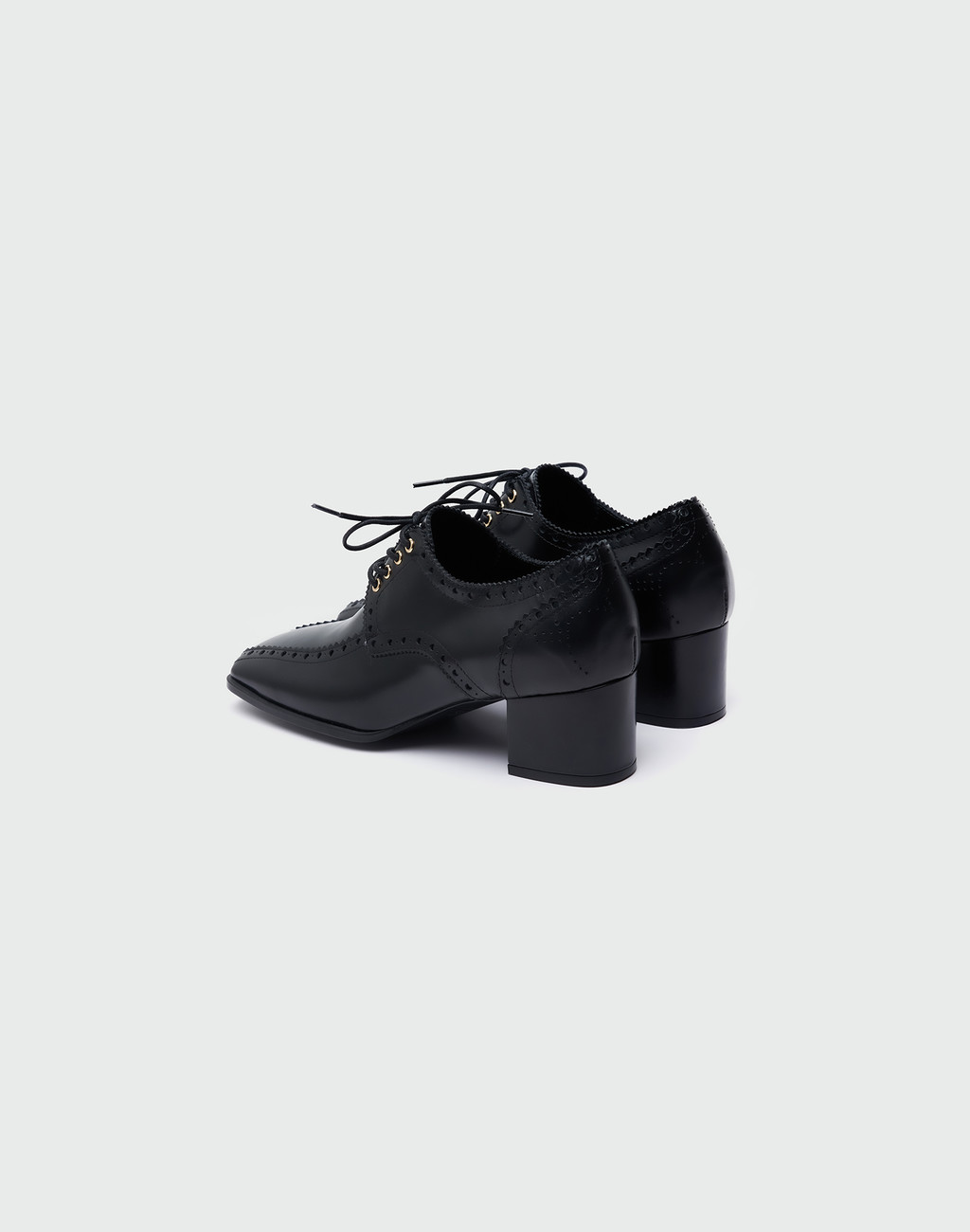 WED Punching Lace Up Oxford Heels - Black 