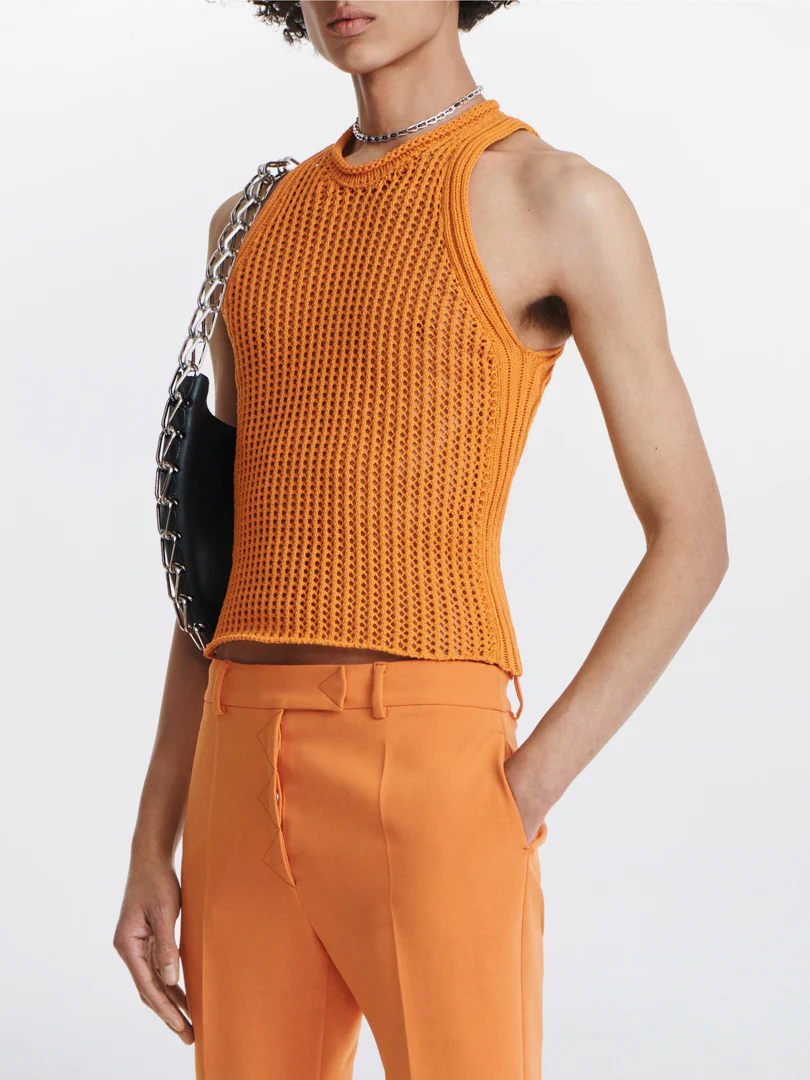 GRID MESH TANK IN ORANGE