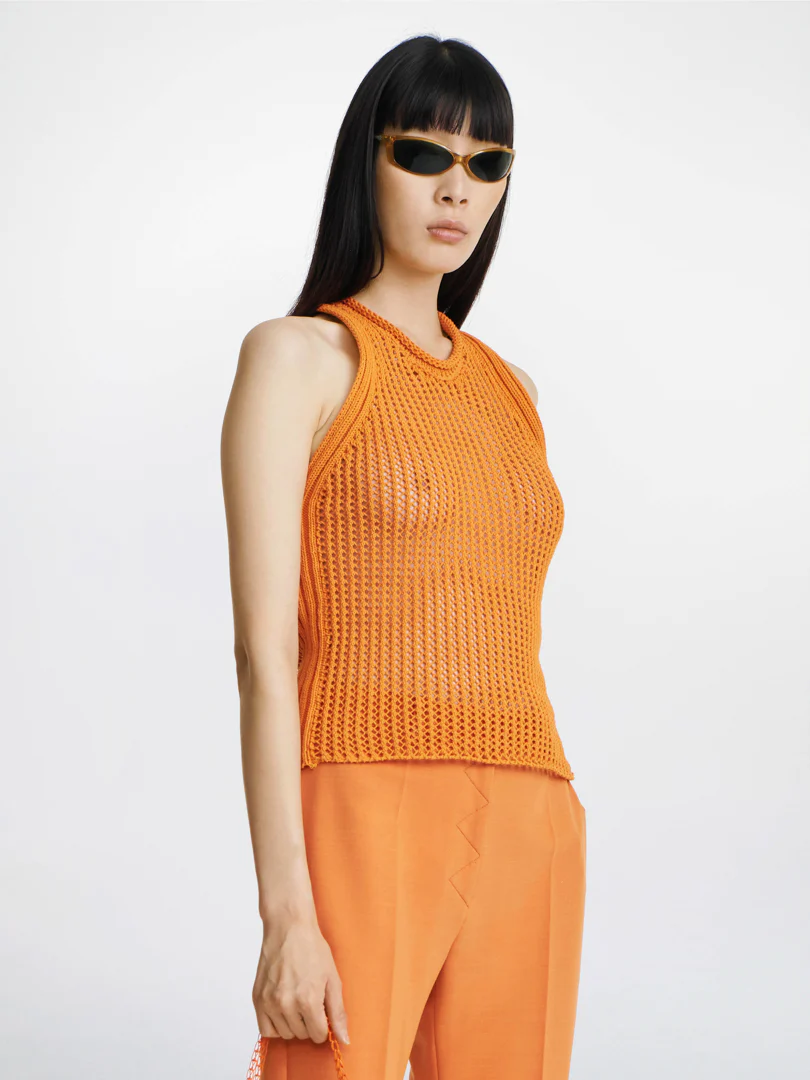 GRID MESH TANK IN ORANGE