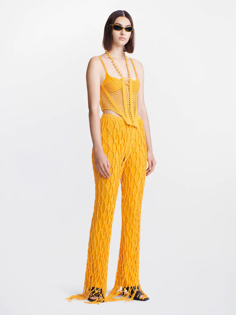 CORAL CROCHET CORSET IN AMBER