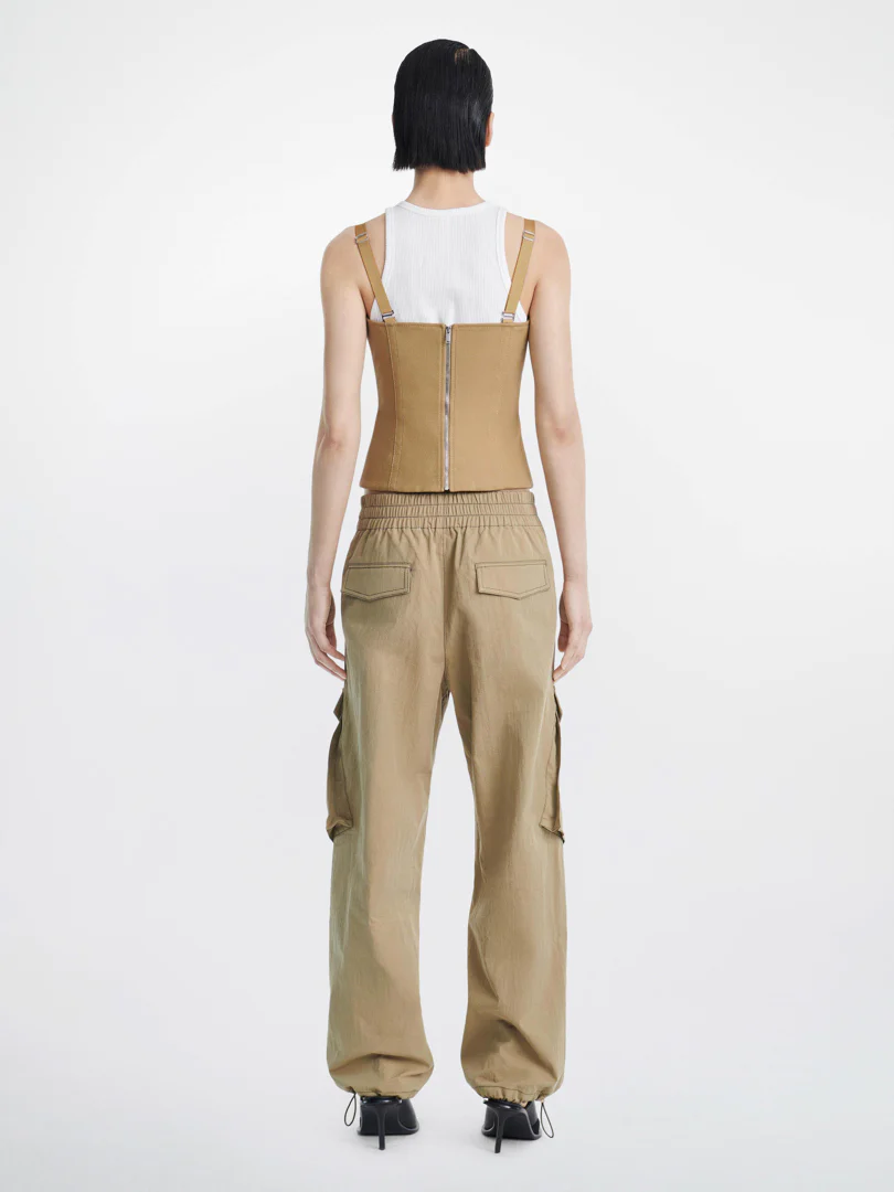 POCKET HOOK AND EYE CORSET IN KHAKI