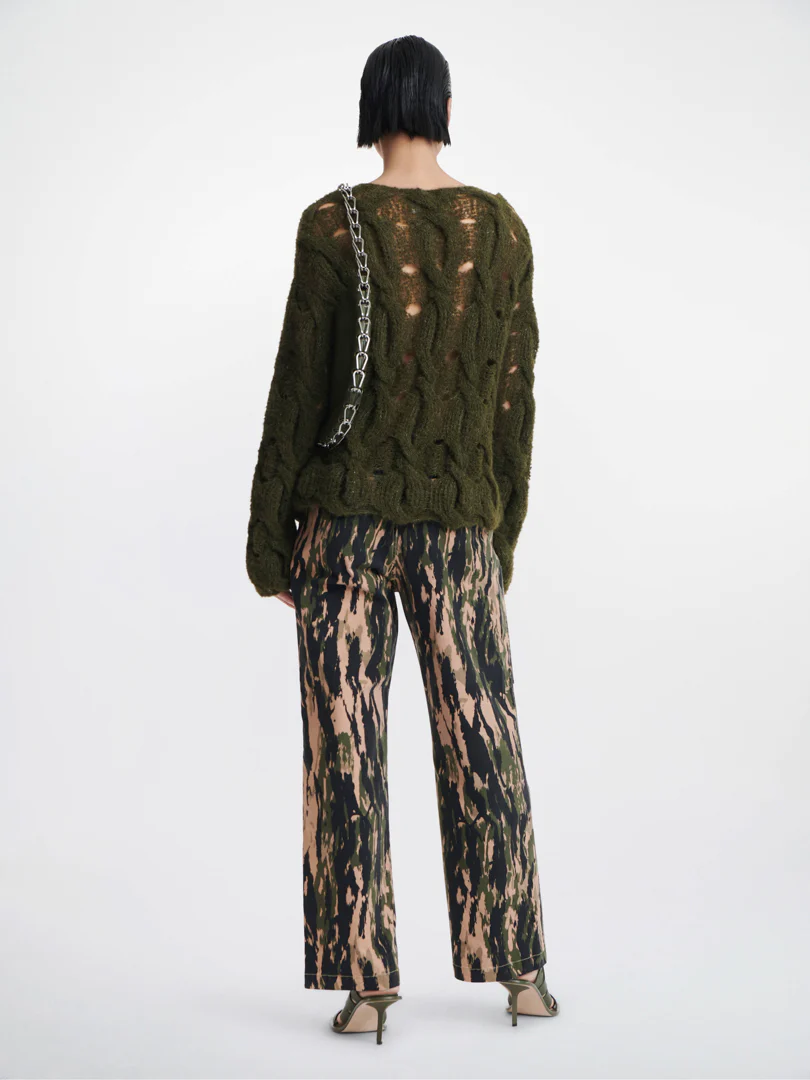 CABLE BOUCLE SWEATER IN GREEN