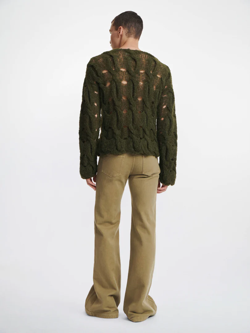 CABLE BOUCLE SWEATER IN GREEN