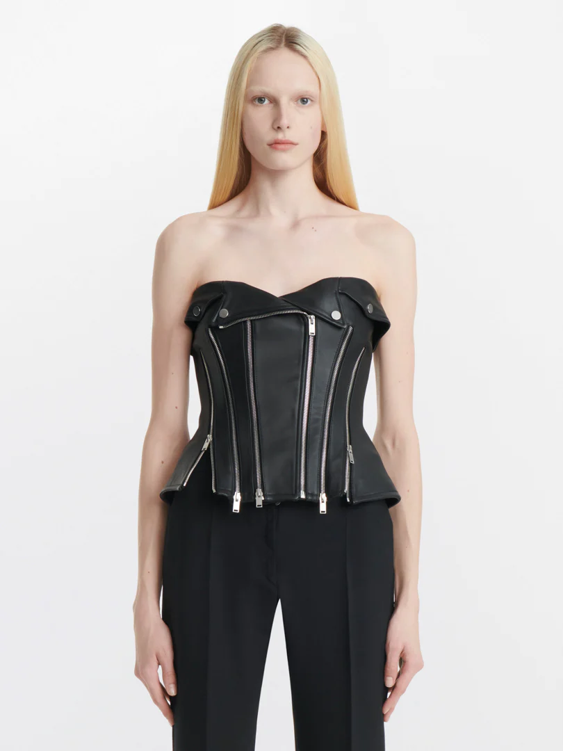 BIKER ZIP CORSET IN BLACK