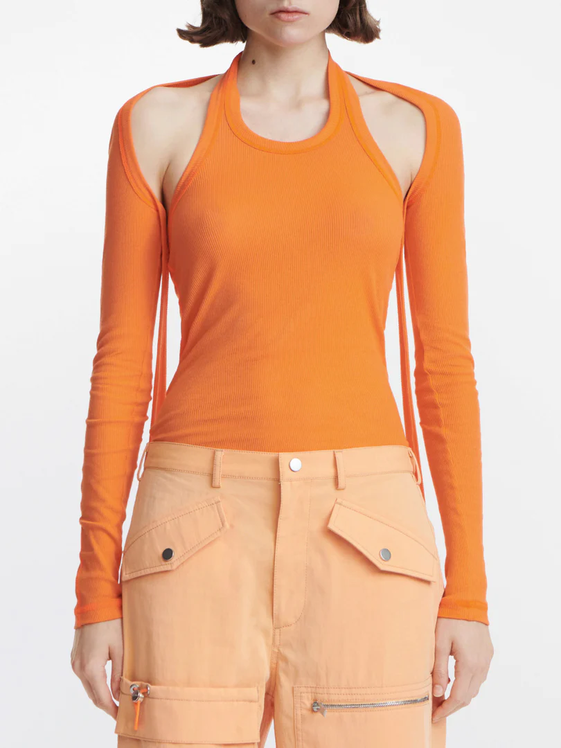 MODULAR HALTER TOP IN ORANGE