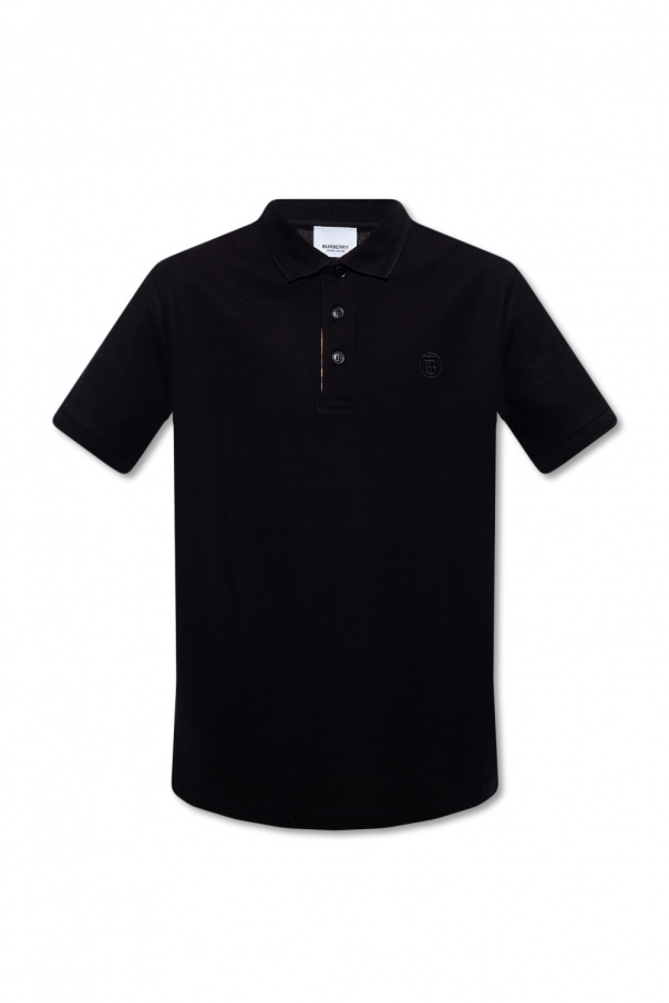 BURBERRY BLACK ‘EDDIE’ POLO SHIRT WITH LOGO