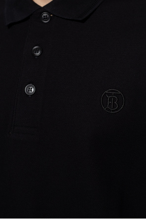 BURBERRY BLACK ‘EDDIE’ POLO SHIRT WITH LOGO