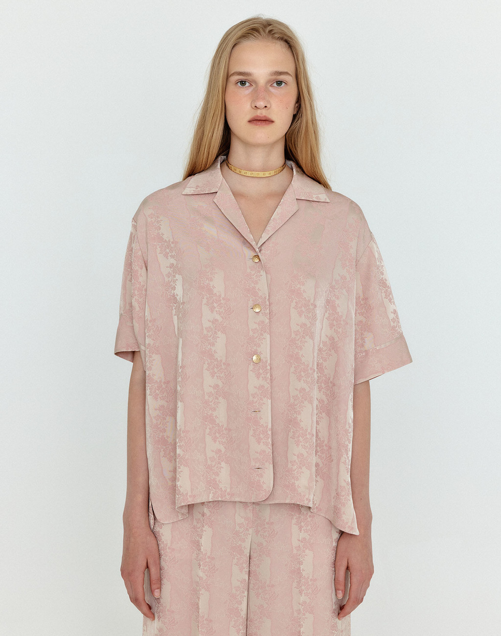 WENNA Patterned Jacquard Shirt - Nude Pink