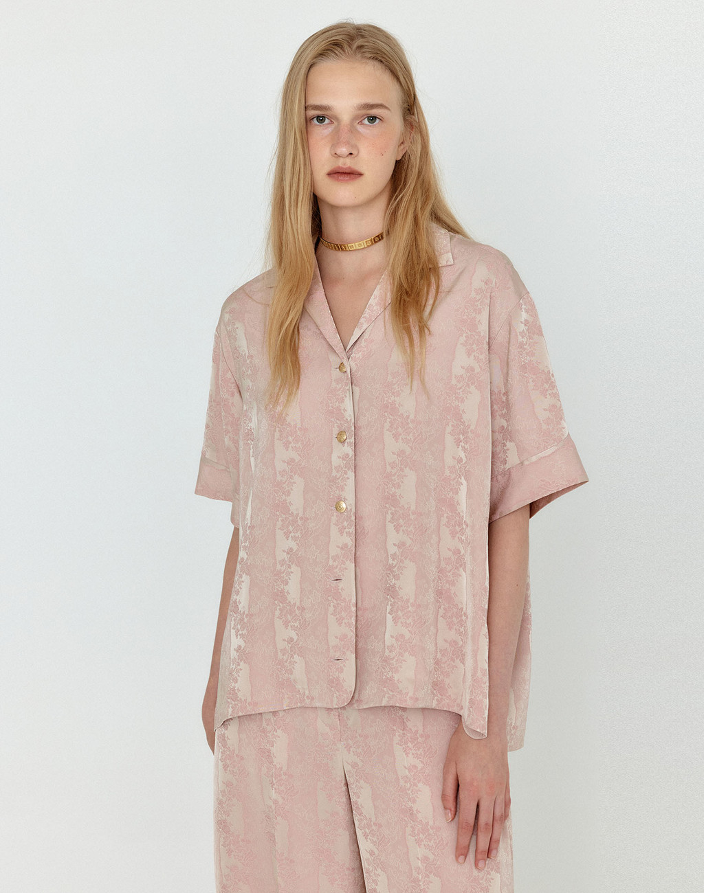 WENNA Patterned Jacquard Shirt - Nude Pink