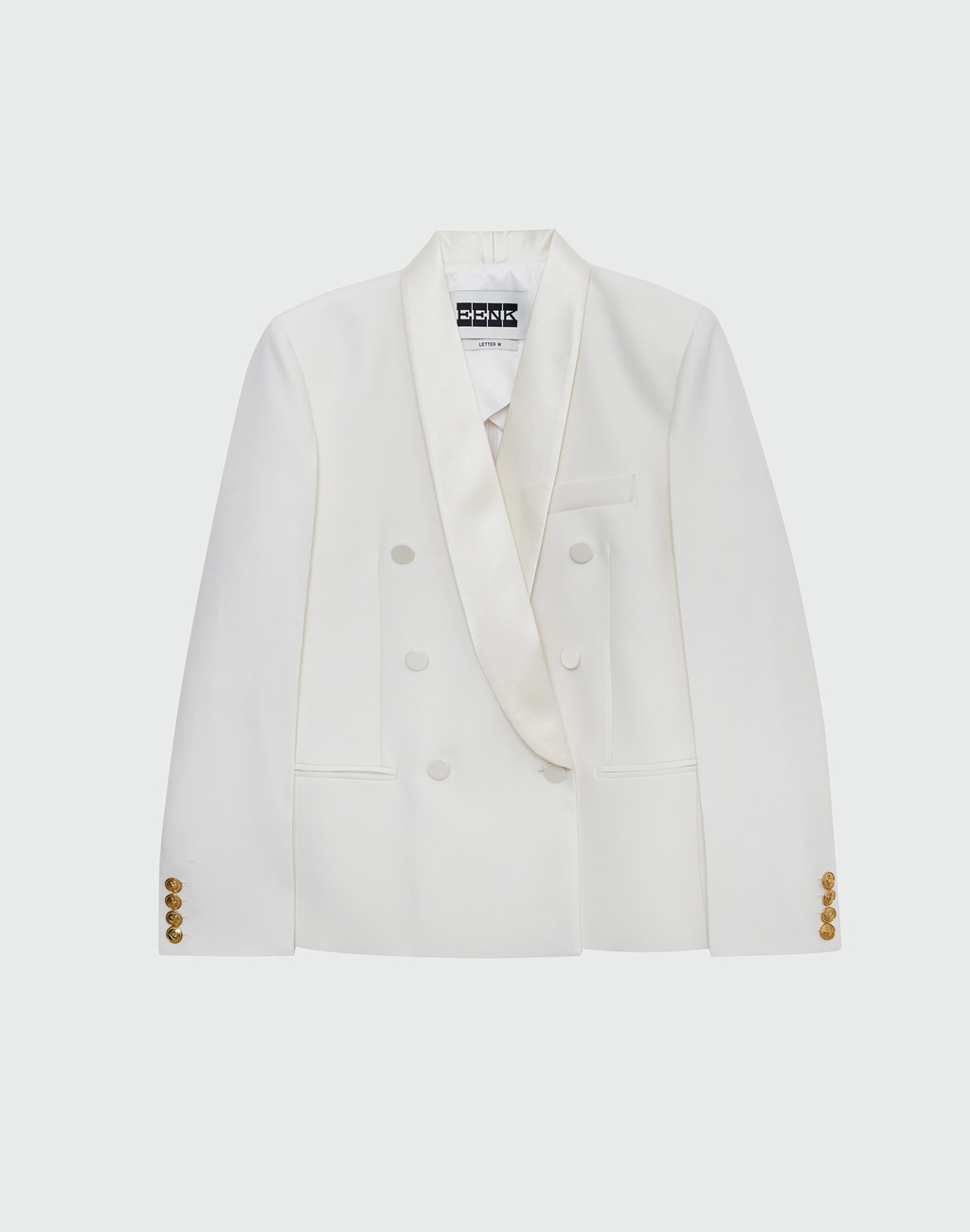 WELL Double-Breasted Tuxedo Blazer - Ivory