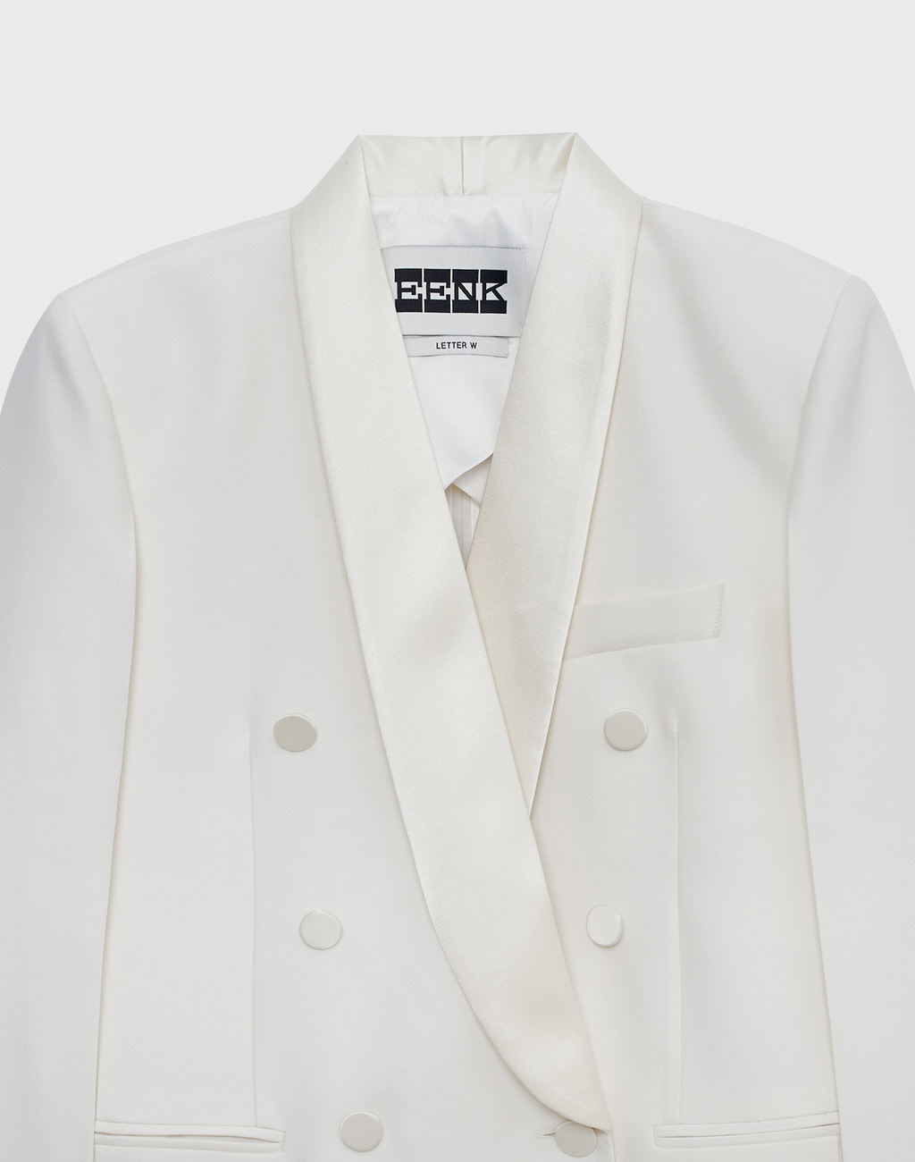 WELL Double-Breasted Tuxedo Blazer - Ivory