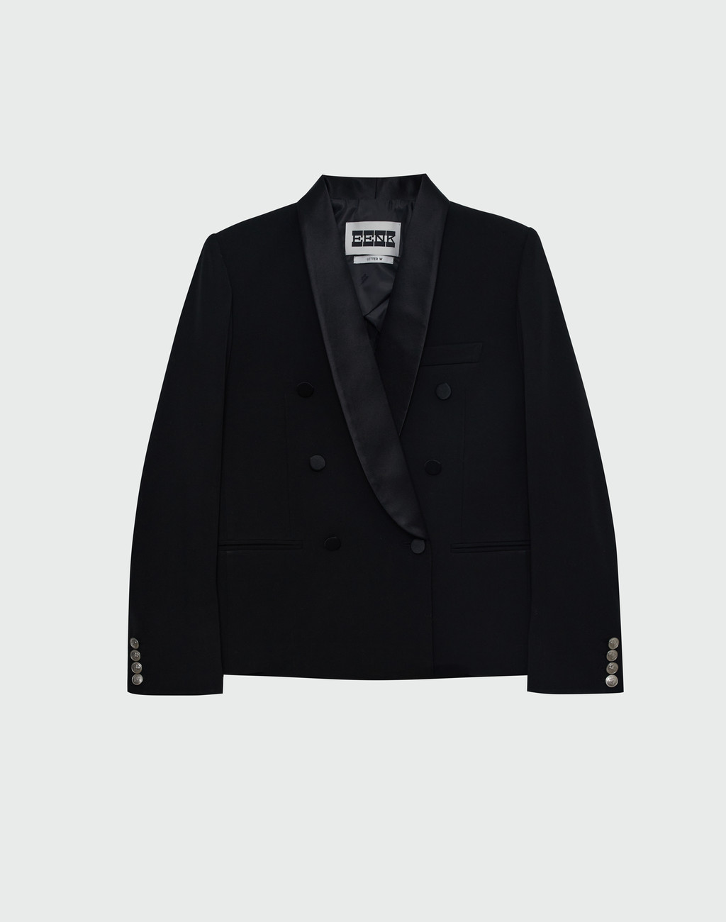 WELL Double-Breasted Tuxedo Blazer - Black 