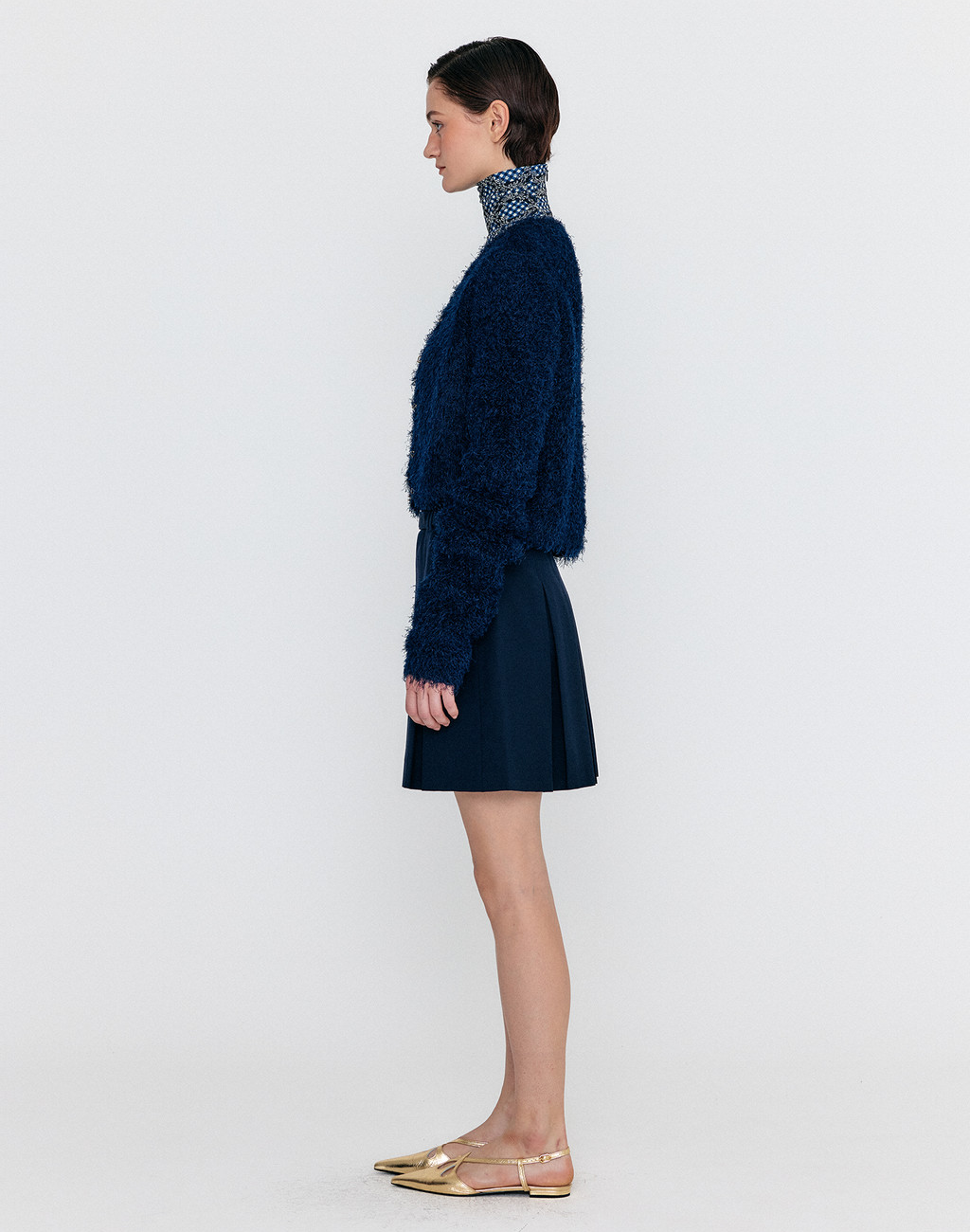 WOEBE Hairy Knit Cardigan - Navy 