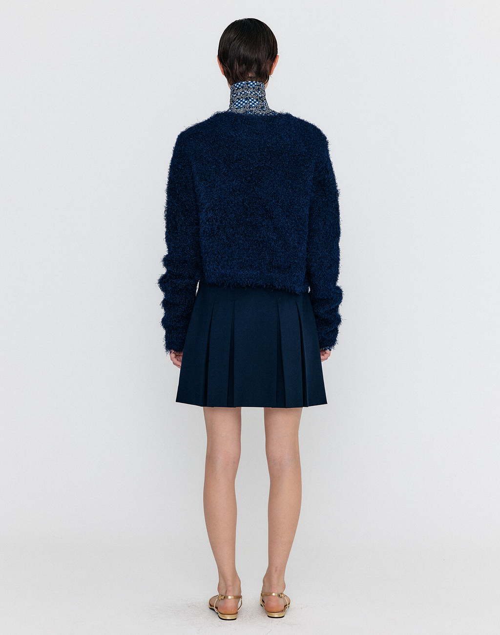 WOEBE Hairy Knit Cardigan - Navy 