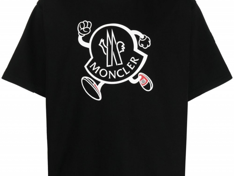 Logo Print Crew Neck T-Shirt From Moncler Featuring Black