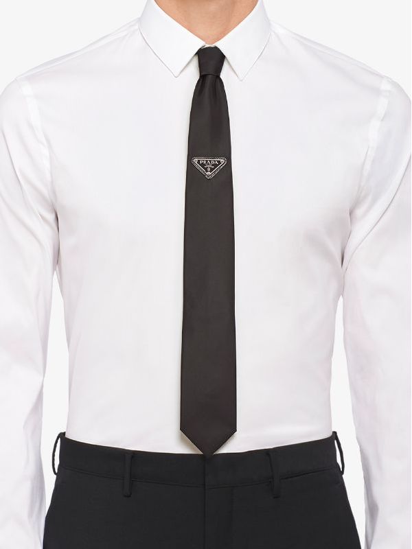 Triangular logo-embellished nylon tie