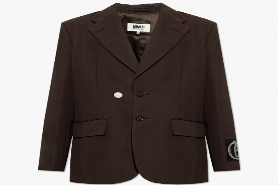 MM6 MAISON MARGIELA BROWN BLAZER WITH NOTCH LAPELS