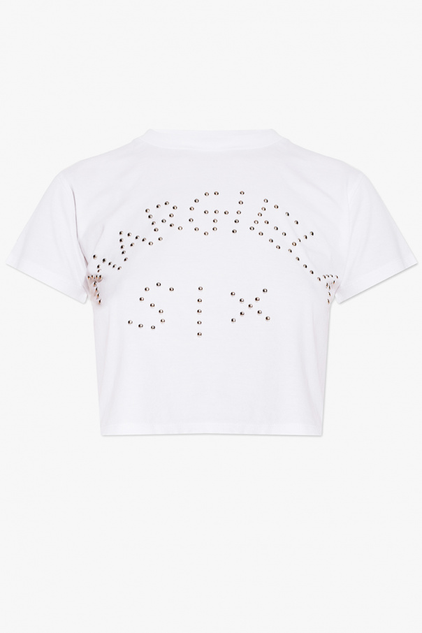 MM6 MAISON MARGIELA WHITE CROPPED T-SHIRT WITH LOGO