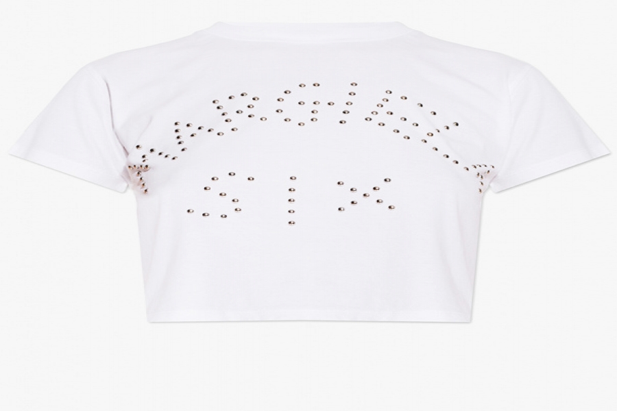 MM6 MAISON MARGIELA WHITE CROPPED T-SHIRT WITH LOGO