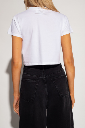 MM6 MAISON MARGIELA WHITE CROPPED T-SHIRT WITH LOGO