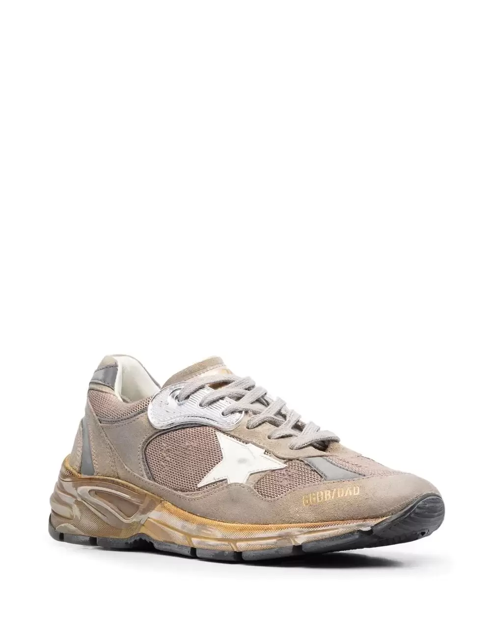 Men’s Dad-Star sneakers in dove-gray mesh and suede with white leather star $625