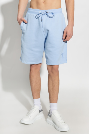 AMI ALEXANDRE MATTIUSSI BLUE SHORTS WITH LOGO