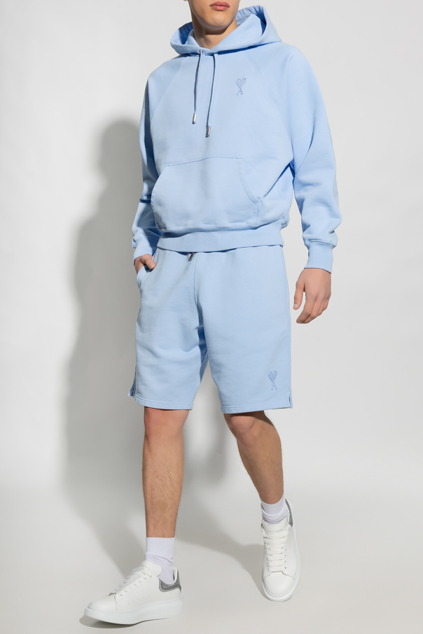 AMI ALEXANDRE MATTIUSSI BLUE SHORTS WITH LOGO