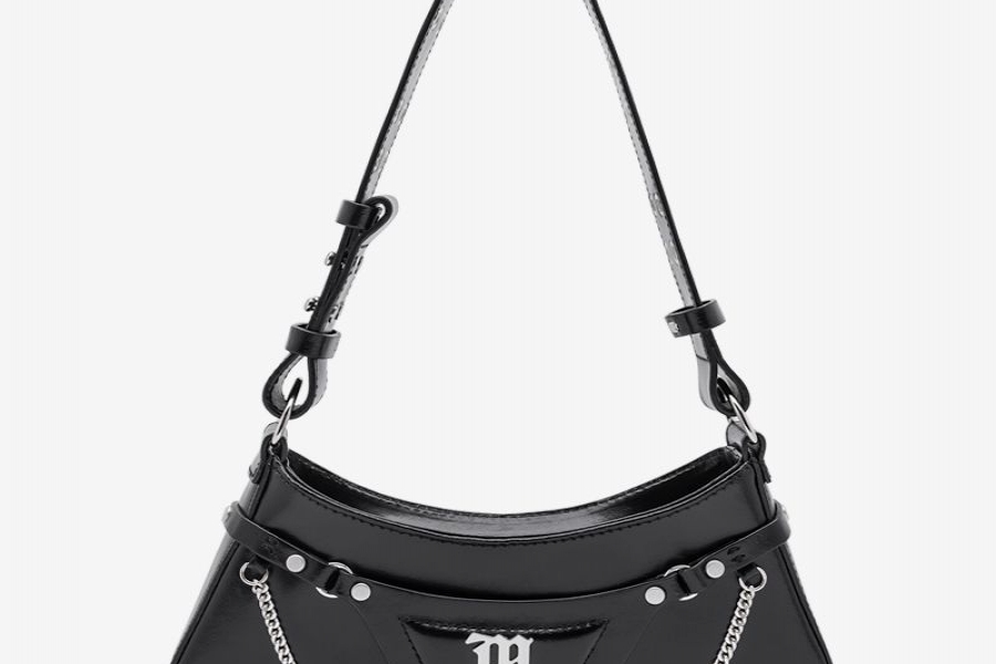 Leather Fetish Shoulder Bag Black