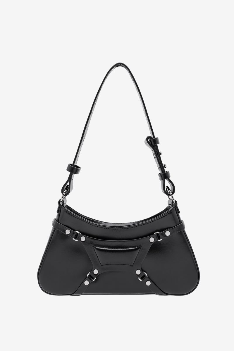 Leather Fetish Shoulder Bag Black