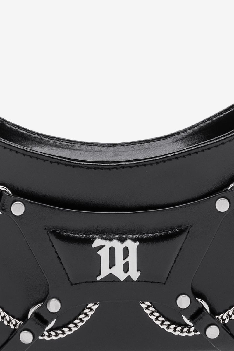 Leather Fetish Shoulder Bag Black