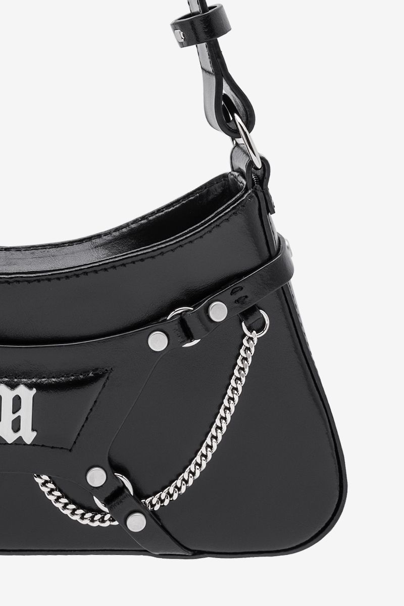 Leather Fetish Shoulder Bag Black