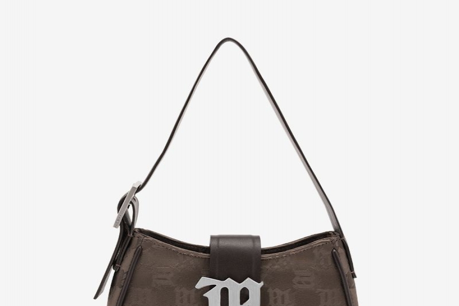 Nylon Monogram Shoulder Bag Mini Brown