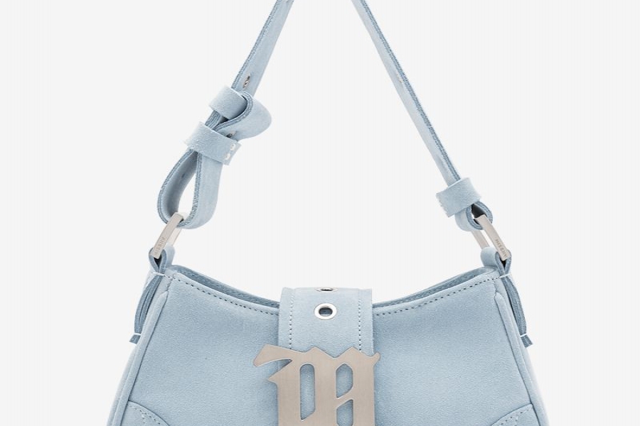 Suede Shoulder Bag Small Light Blue