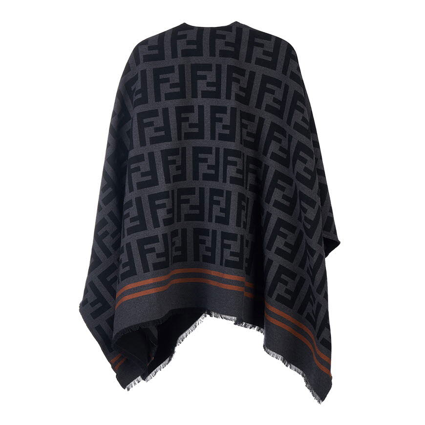 FF Poncho Poncho in black wool and silk