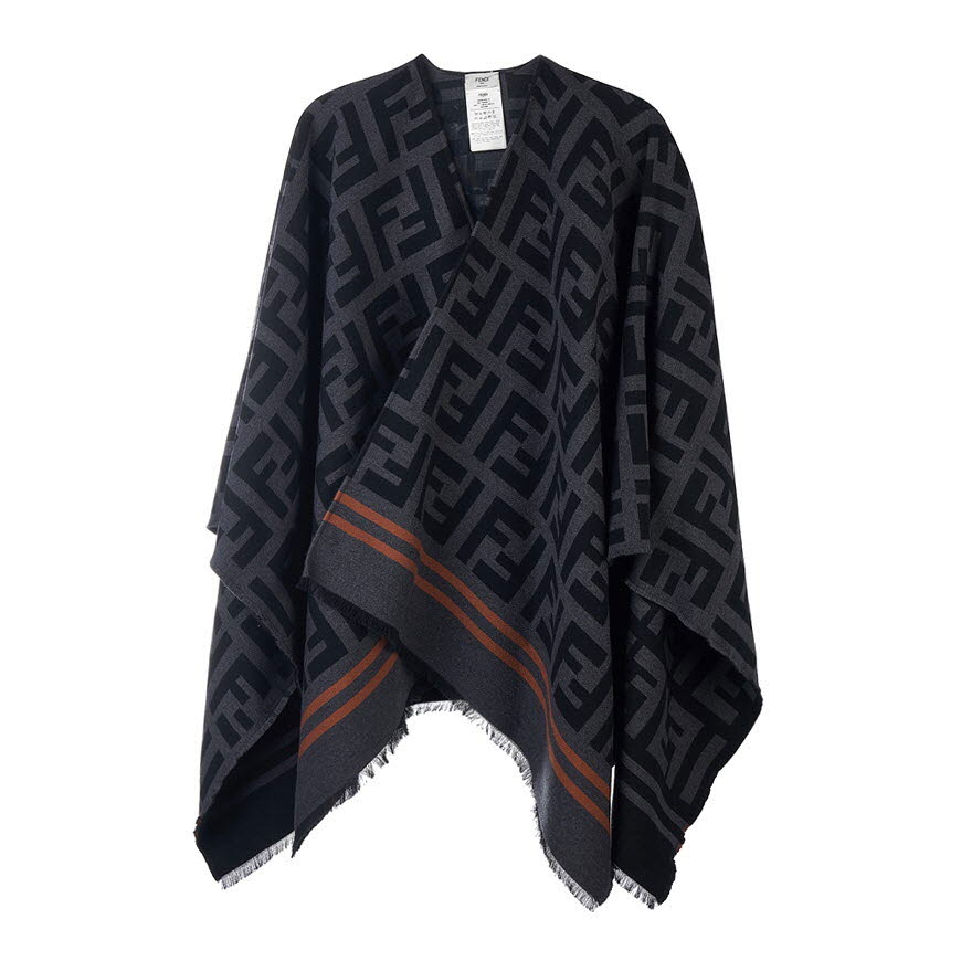 FF Poncho Poncho in black wool and silk