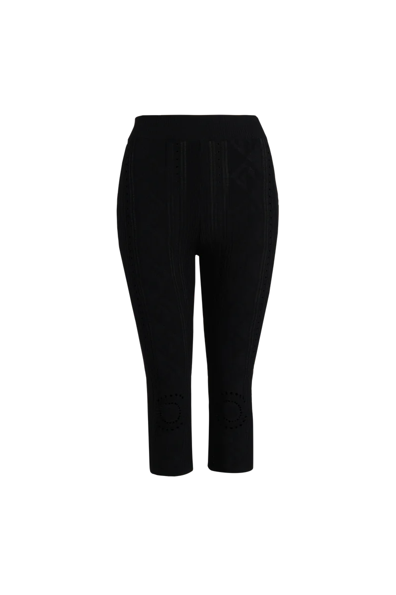 POINTELLE KNITTED CAPRI PANTS - Black