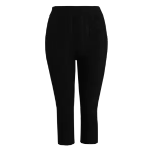 POINTELLE KNITTED CAPRI PANTS - Black