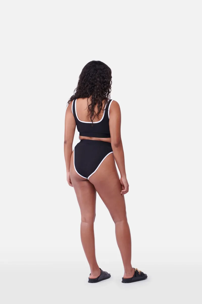 ORGANIC COTTON RIBBED HIGH WAISTED CULOTTE - Black