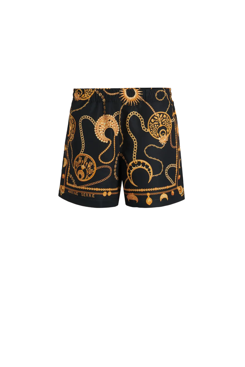 ORNAMENT JEWELRY SWIMSHORT IN BLACK/ GOLD