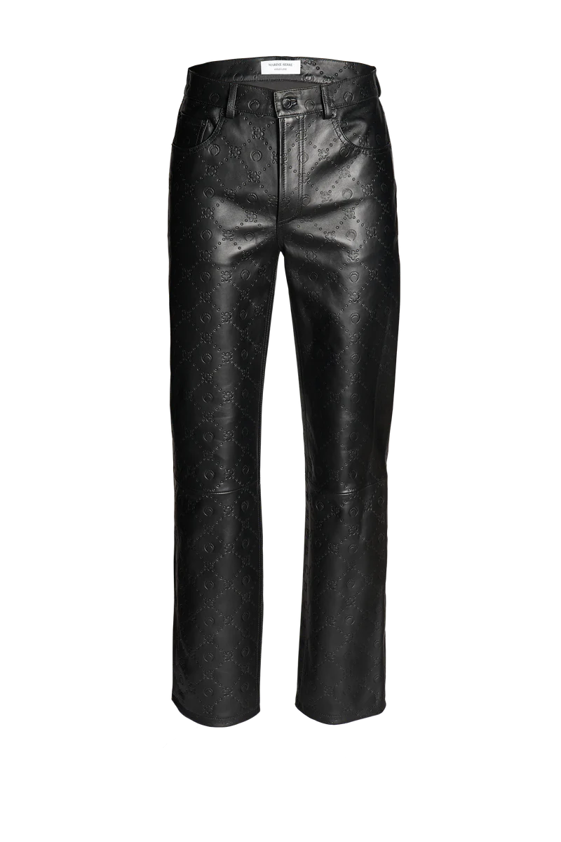 REGENERATED MOONOGRAM LEATHER TROUSERS IN BLACK 