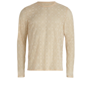 MOONOGRAM FLOCKED MESH LONG SLEEVES IN BEIGE