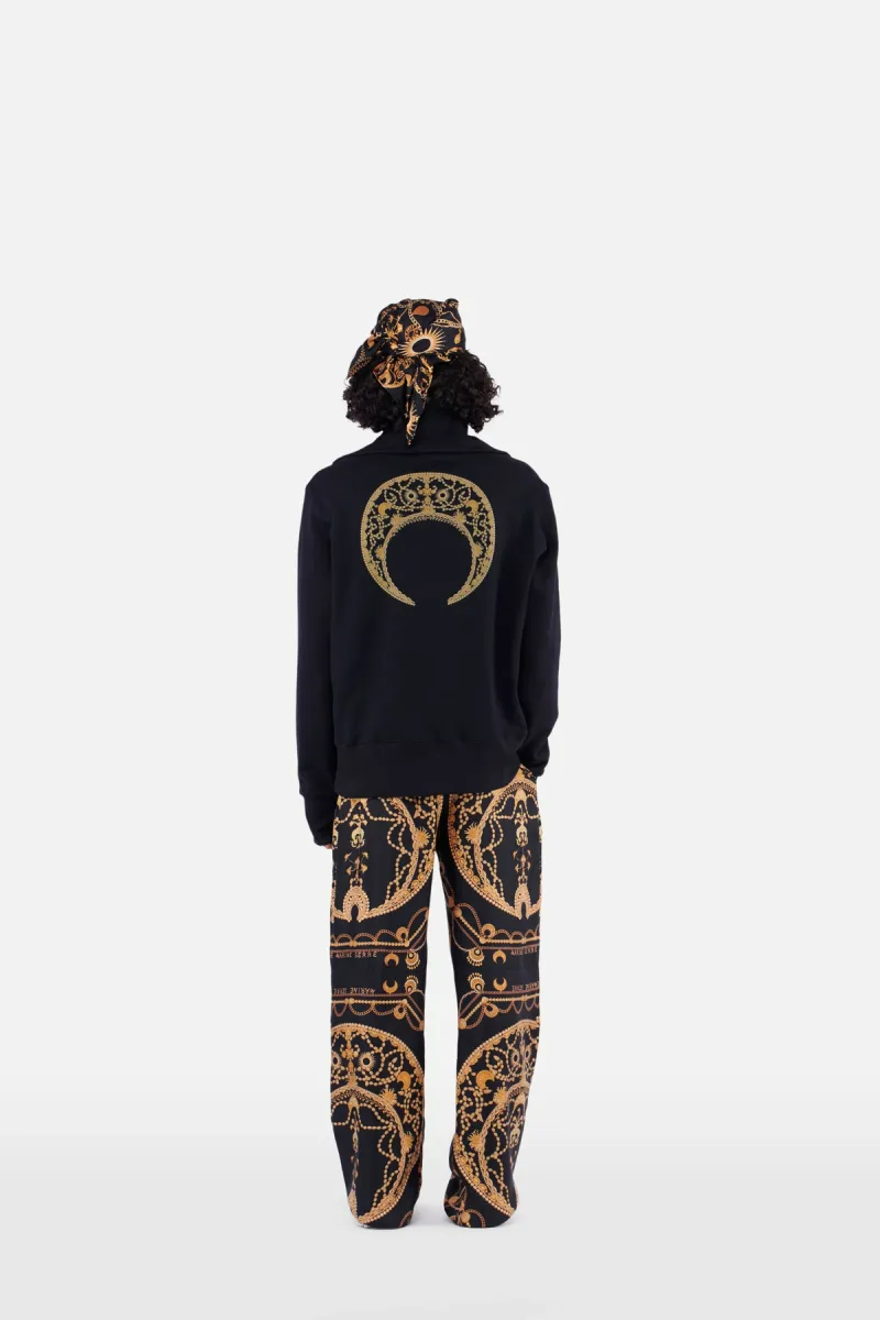 ORNAMENT JEWELRY LUXURIOUS PAJAMA TROUSERS IN BLACK GOLD